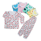 Kit 5 Pijamas Menina Longo Baby Doll Infantil Bebê