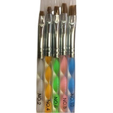Kit 5 Pinceis Para Aplicação Unhas Em Gel Profissional Nails