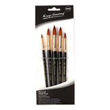 Kit 5 Pincel Nylon Arte Mdf Madeira Óleo Aquarela Acrílica