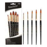 Kit 5 Pincel Nylon Arte Mdf Madeira Óleo Aquarela Acrílica