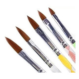 Kit 5 Pincel P Aplicação Gel Fibra Acrygel Aspiral Promoção