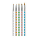Kit 5 Pincel P Aplicação Gel Fibra Acrygel Aspiral Promoção