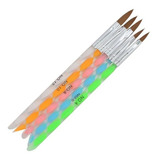 Kit 5 Pincel P Aplicação Gel Fibra Acrygel Aspiral Promoção