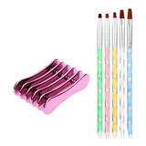 Kit 5 Pincel P Aplicação Gel Uv Grade Porta Pincéis