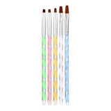 Kit 5 Pincel P Aplicação Gel Uv Led Fibra Acrygel Aspiral