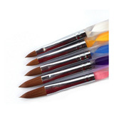Kit 5 Pincel P Aplicação Gel Uv Led Fibra Acrygel Aspiral
