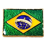 Kit 5 Pins Bótons Bandeira Do Brasil 23mm Folheados A Ouro