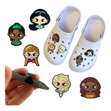 Kit 5 Pins Botons Emborrachados Para Crocs Princesas Disney