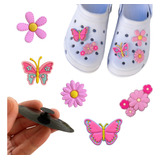 Kit 5 Pins Bottons Enfeites Para Crocs Borboletas E Flores