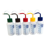 Kit 5 Pissetas Graduadas 250ml Tampas Coloridas Nalgon
