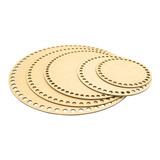 Kit 5 Placa Base Redonda Cesto Fio De Malha Croche Mdf