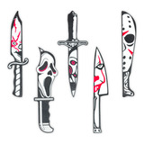 Kit 5 Placas De Facas Decorativas Terror Cinema Halloween