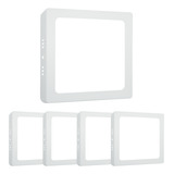 Kit 5 Plafon Led 12w Teto Sobrepor Quadrado Branco Quente
