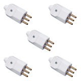 Kit 5 Plug Desmontável 2p t 180 10a Com Prensa Cabos Branco