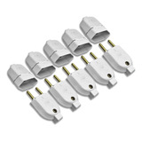Kit 5 Plugue Pino Macho 10a 2p 5 Tomada Fêmea 10a Branco