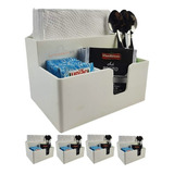 Kit 5 Porta Guardanapo Mesa Papel Sachê Açúcar Café Cozinha Cor Branco