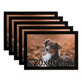 Kit 5 Porta Retrato 20x30 A4 Moldura Preta Com Vidro Atacado Cor Preto Liso