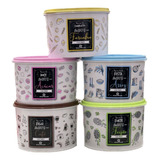 Kit 5 Potes De Mantimentos Arroz Feijão Café Açúcar Farinha