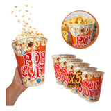 Kit 5 Potes De Pipoca Cinema 2lt Grande Copo Balde Popcorn