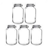 Kit 5 Potes De Vidro Tampa Hermético 5l Pepino Conserva