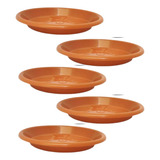 Kit 5 Pratos Para Vaso Redondo 30cm X 3cm Grande Marrom