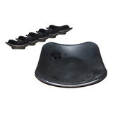 Kit 5 Pratos Travessa Funda Melamina Japonesa Côncava 13 5cm