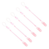 Kit 5 Prendedor De Chupeta Bebê Modelo Mola Bico Universal Cor Rosa
