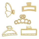 Kit 5 Presilhas Piranha Prendedor Cabelo Metal Luxo Grande