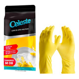 Kit 5 Prs Luva De Látex Natural Amarela Celeste Top Limpeza