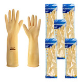Kit 5 Prs Luva De Látex Natural Ranhurada Longa Antialérgica