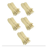 Kit 5 Prs Luva De Látex Natural Ranhurada Longa Antialérgica