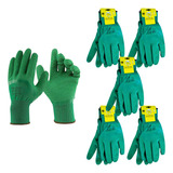 Kit 5 Prs Luva Látex Corrugado Verde Coleta Jardinagem Epi