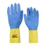 Kit 5 Prs Luva Látex Neoprene Bicolor Proteção Química Limpa