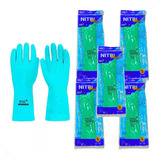 Kit 5 Prs Luva Nitrílica Verde Com Forro Limpeza Químico Epi