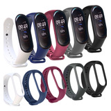 Kit 5 Pulseira Mi Band 3 E 4 Preto branco azul cinza E Vinho