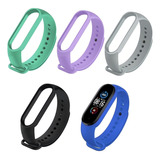Kit 5 Pulseira Mi Band 5 E 5 Silicone super Resistente Cor Da Pulseira Preto cinza Claro azul Royal lavanda verde Água
