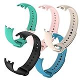Kit 5 Pulseiras De Silicone Cores Vibrantes Compatível Com Xiaomi Band 9 Xiaomi Band 9 Verde Tiffany Rosa Claro Off White Preto Azul Claro 