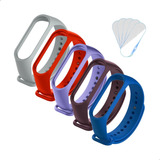 Kit 5 Pulseiras Silicone 5 Peliculas Para Xiaomi Mi Band 3 4