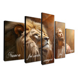 Kit 5 Quadros Decorativos Jesus Leão