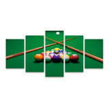 Kit 5 Quadros Decorativos Sinuca Snooker