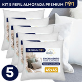 Kit 5 Refil Almofada 45x45 Enchimento Fibra Siliconada Antialérgica Anti Mofo Premium