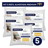 Kit 5 Refil Almofada Fibra Siliconada 50x50 Extra Macia Anti Mofo Premium