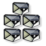 Kit 5 Refletor 100 Led Placa Solar Fotovoltaico Prova Dágua