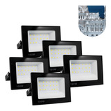 Kit 5 Refletor Led Smd 100w Holofote Bivolt Ip66 Frio