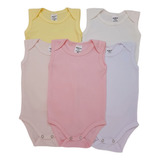 Kit 5 Regata Body Malha Canelado Bebe Infantil