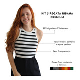Kit 5 Regata Feminina Canelada Ribana Blusa Algodão Premium
