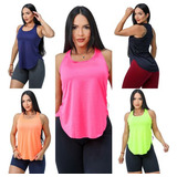 Kit 5 Regata Fitness Feminina Lisa Treino Academia Dry Fit