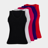 Kit 5 Regata Nadador Blusinha Feminina Academia Basica Lisa