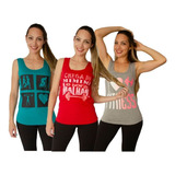 Kit 5 Regatas Blusinhas Fitness Academia