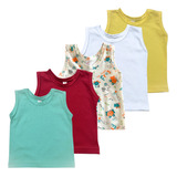 Kit 5 Regatas Camisetas Bebê Pijama Menino Menina